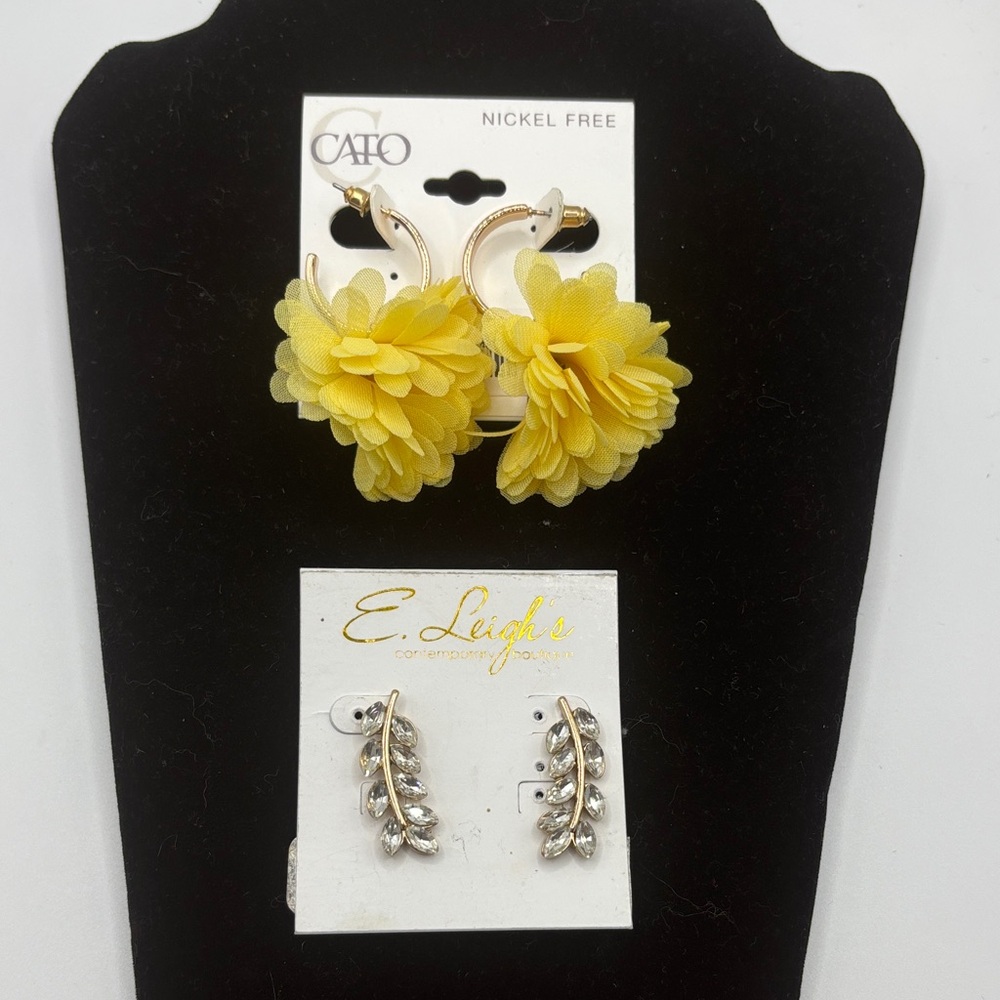 Cato and E Leigh’s Golden Yellow Floral Earrings